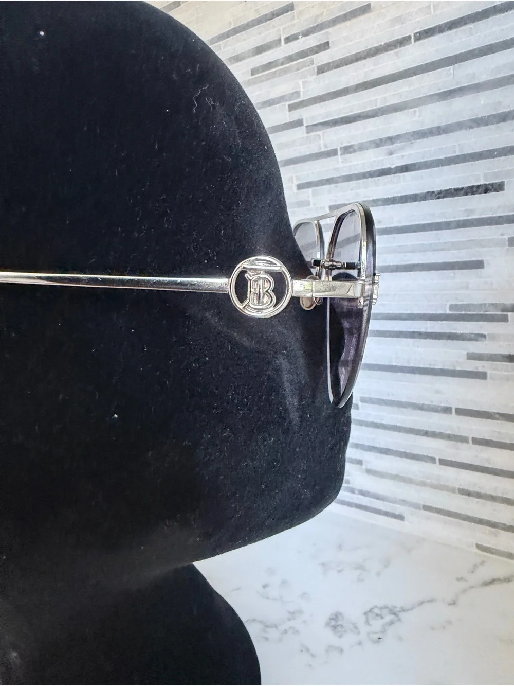 Burberry Silver Logo Aviator Sunglasses